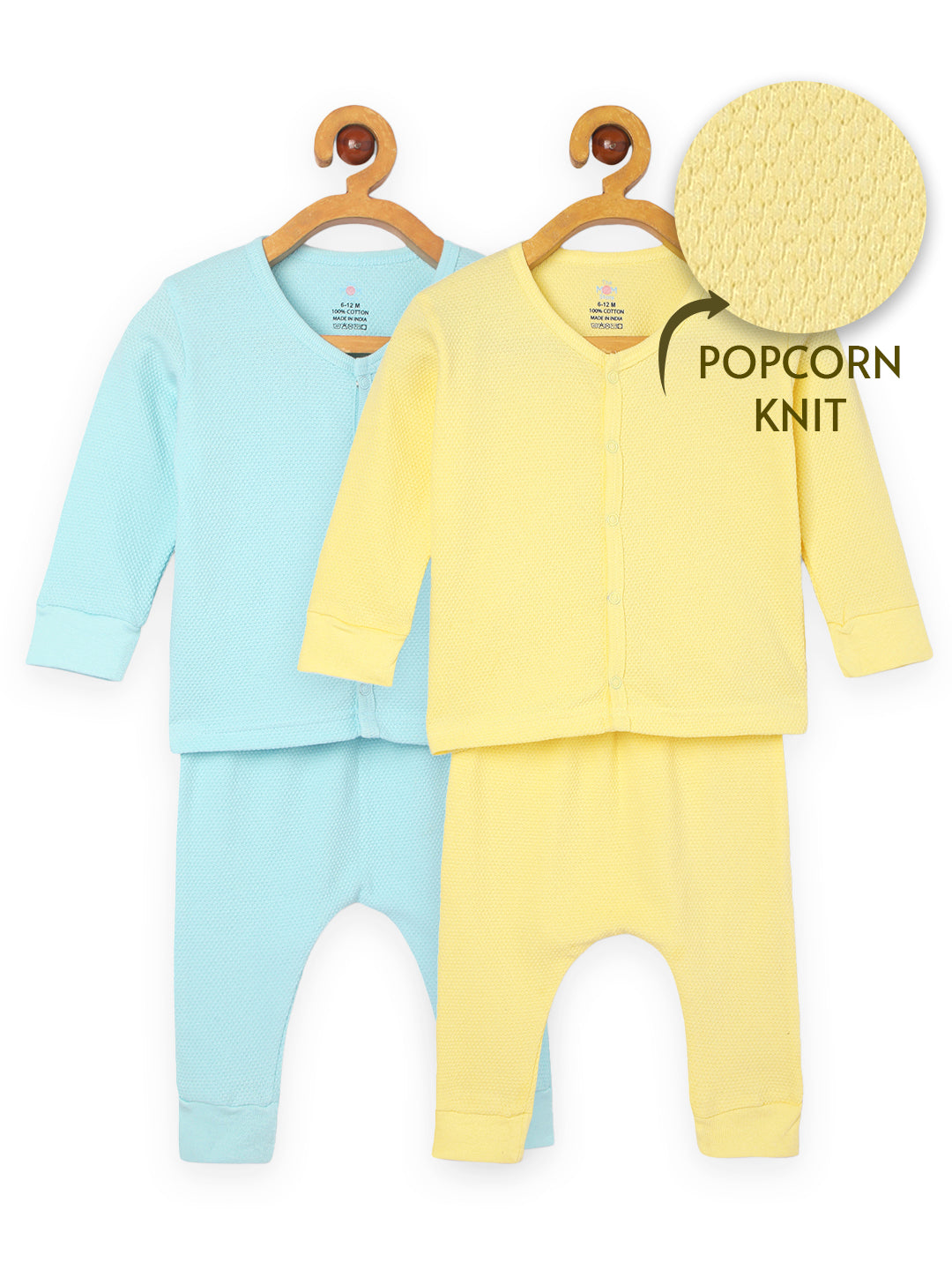 Combo of 2 Infant Sets: Pastel Yellow & Pastel Blue Infant Set