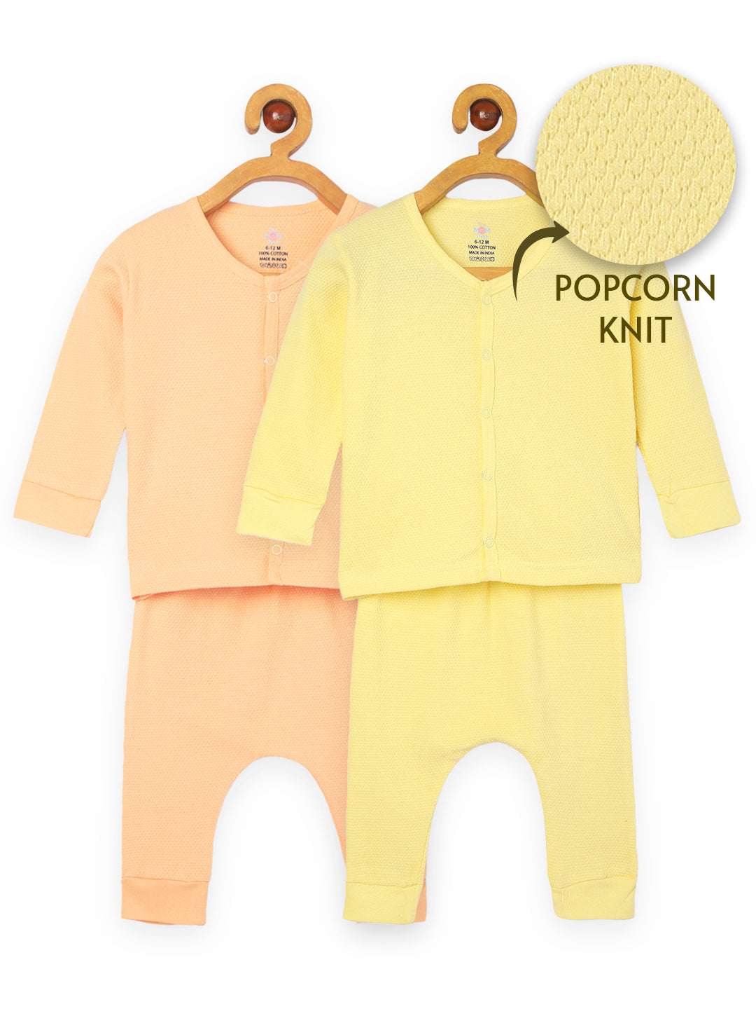 Combo of 2 Infant Sets: Pastel Yellow & Pastel Orange Infant Set