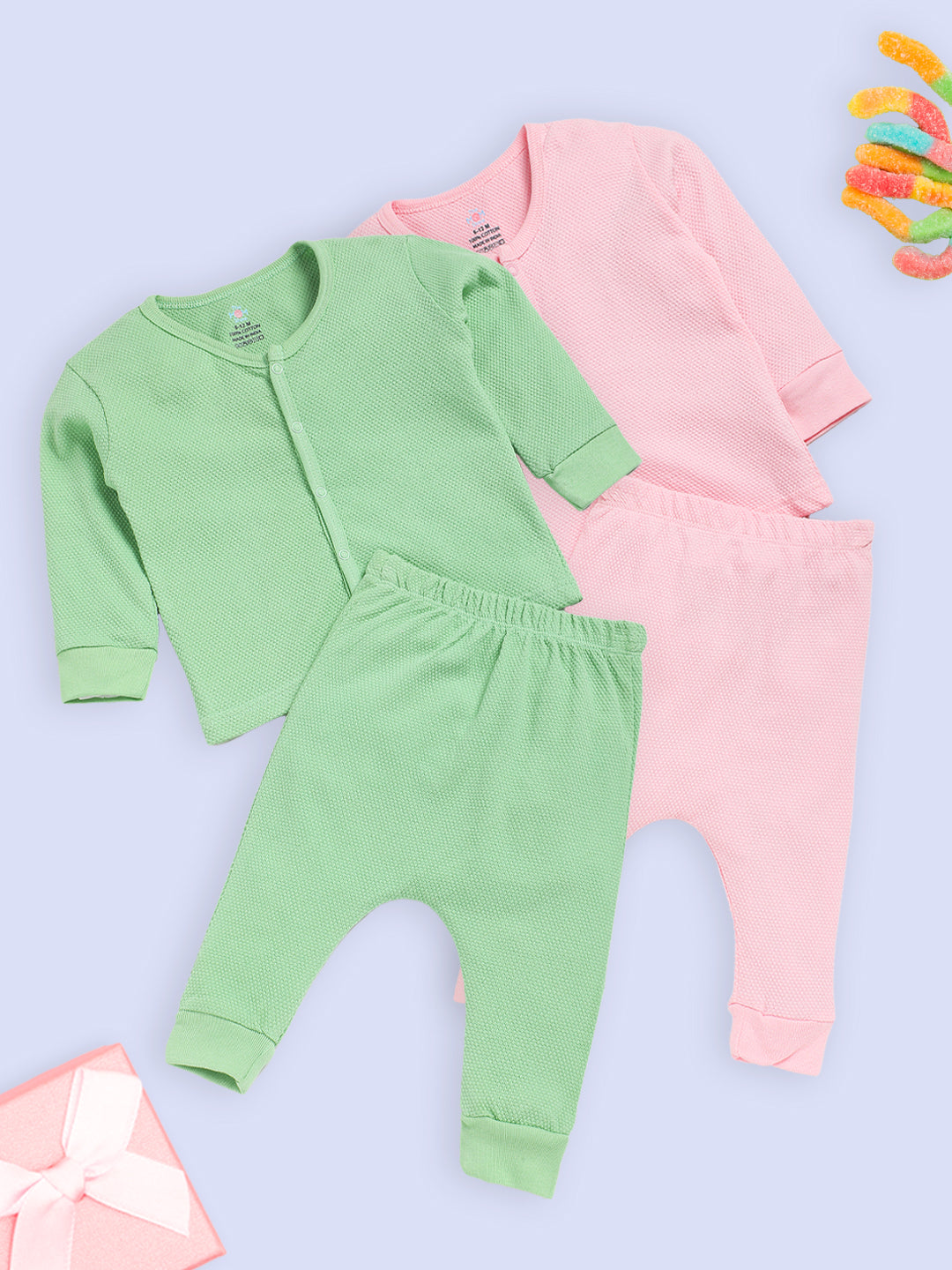 Pastel Pink & Green Infant Set