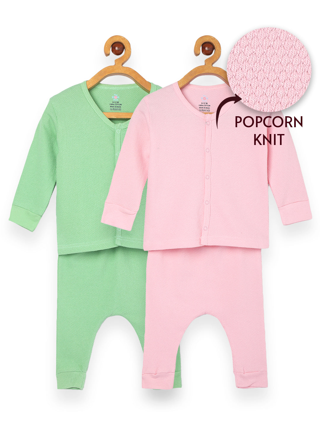 Combo of 2 Infant Sets: Pastel Pink & Green Infant Set