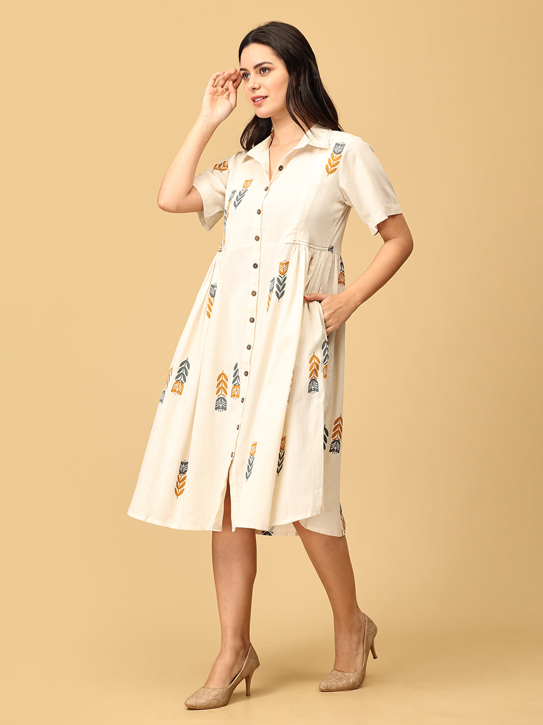 Ivory Éclat Khadi Women's Dress