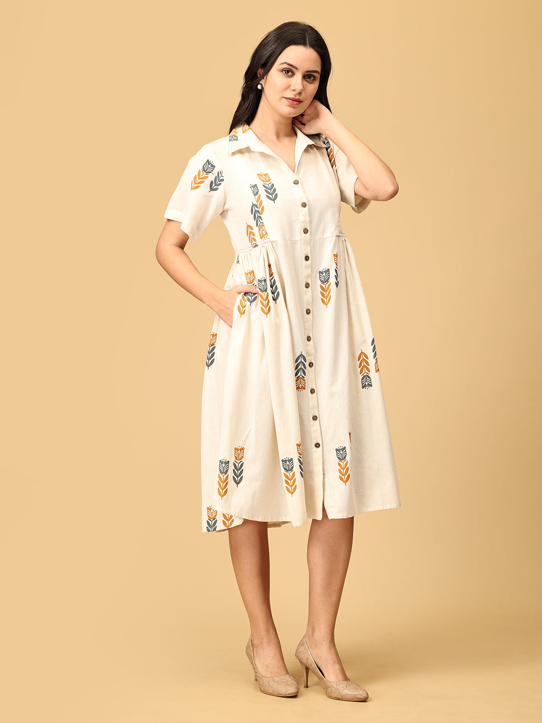 Ivory Éclat Khadi Women's Dress