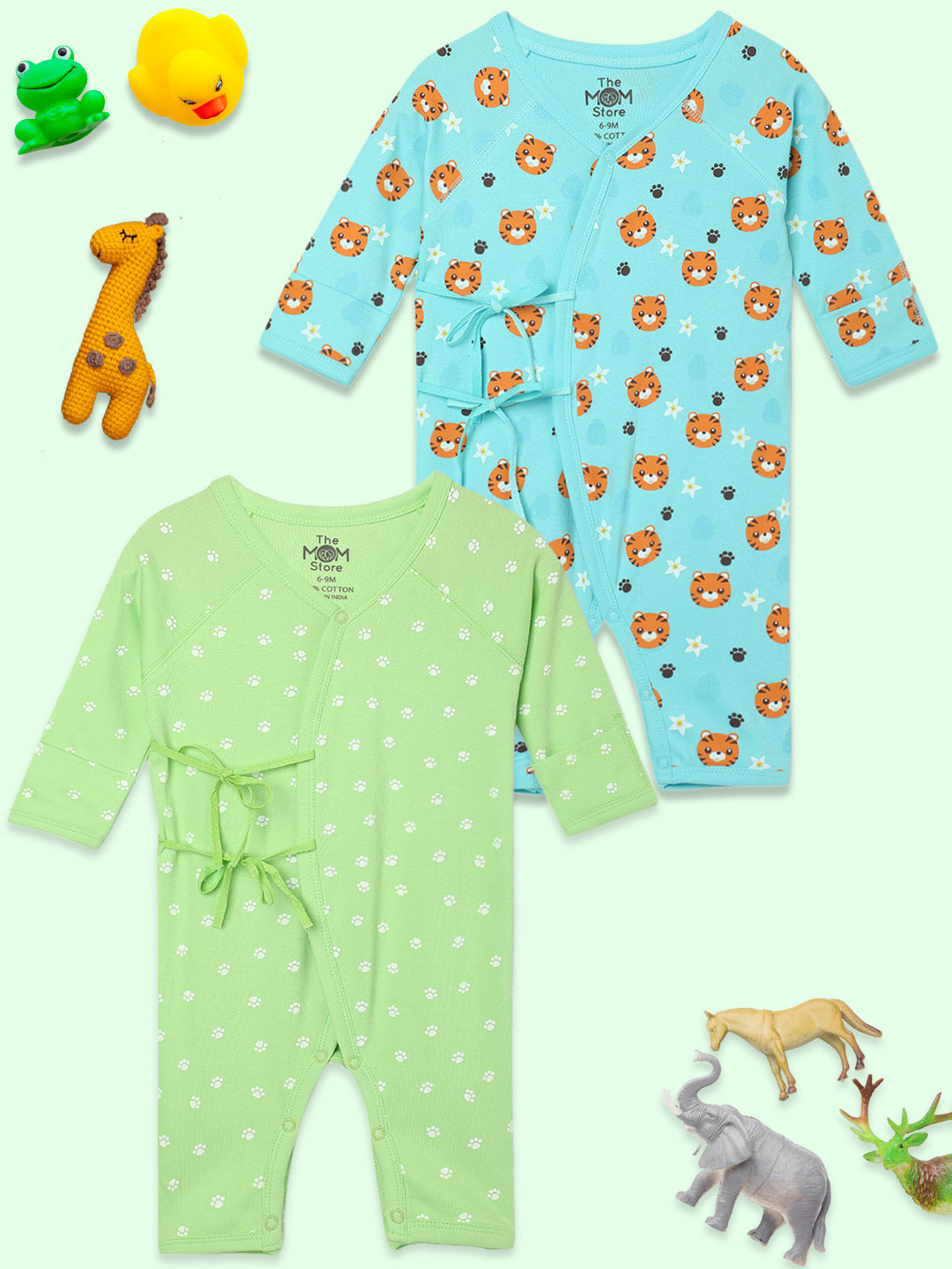 Jabla Infant Romper Combo Of 2: Feline Fighters - Staying Pawsitive