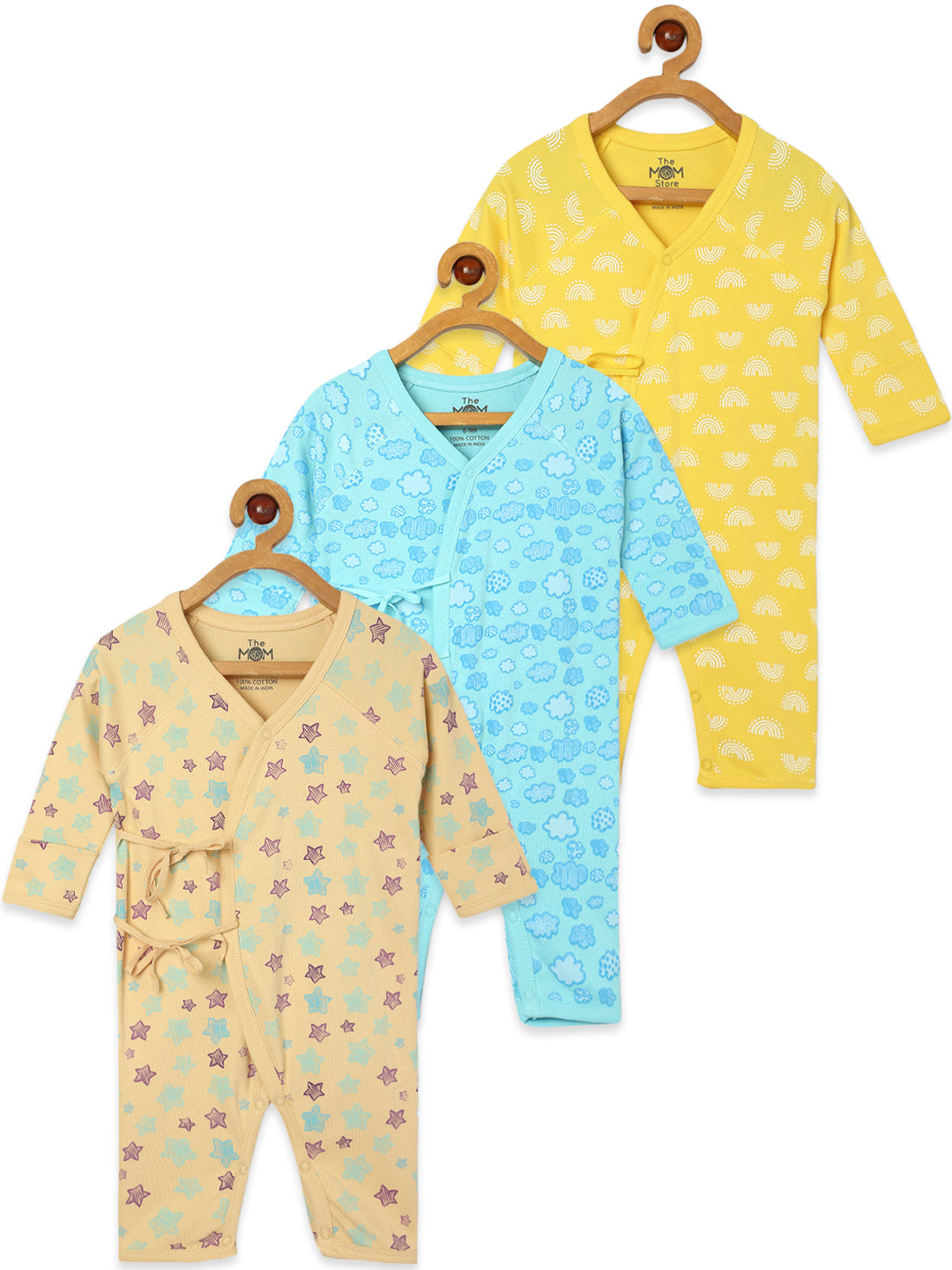 Jabla Infant Romper Combo Of 3: The Astros-Cloudy Celios-The Sun Crown