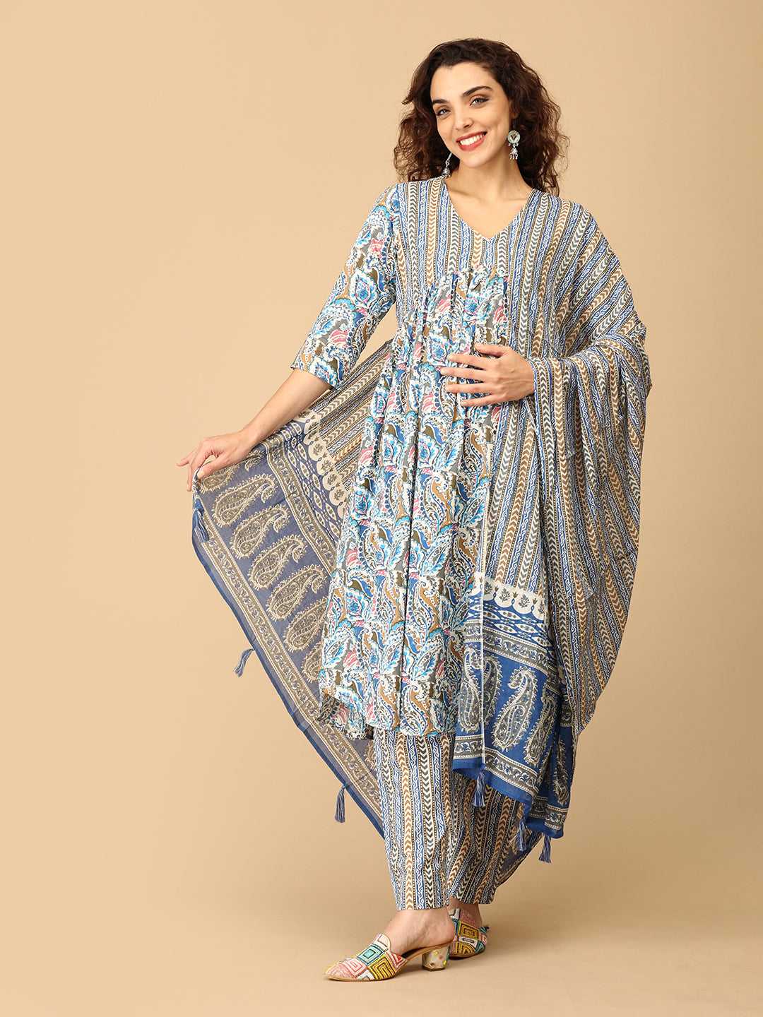 Khushboo Manzar Maternity and Nursing Kurta Set With Dupatta