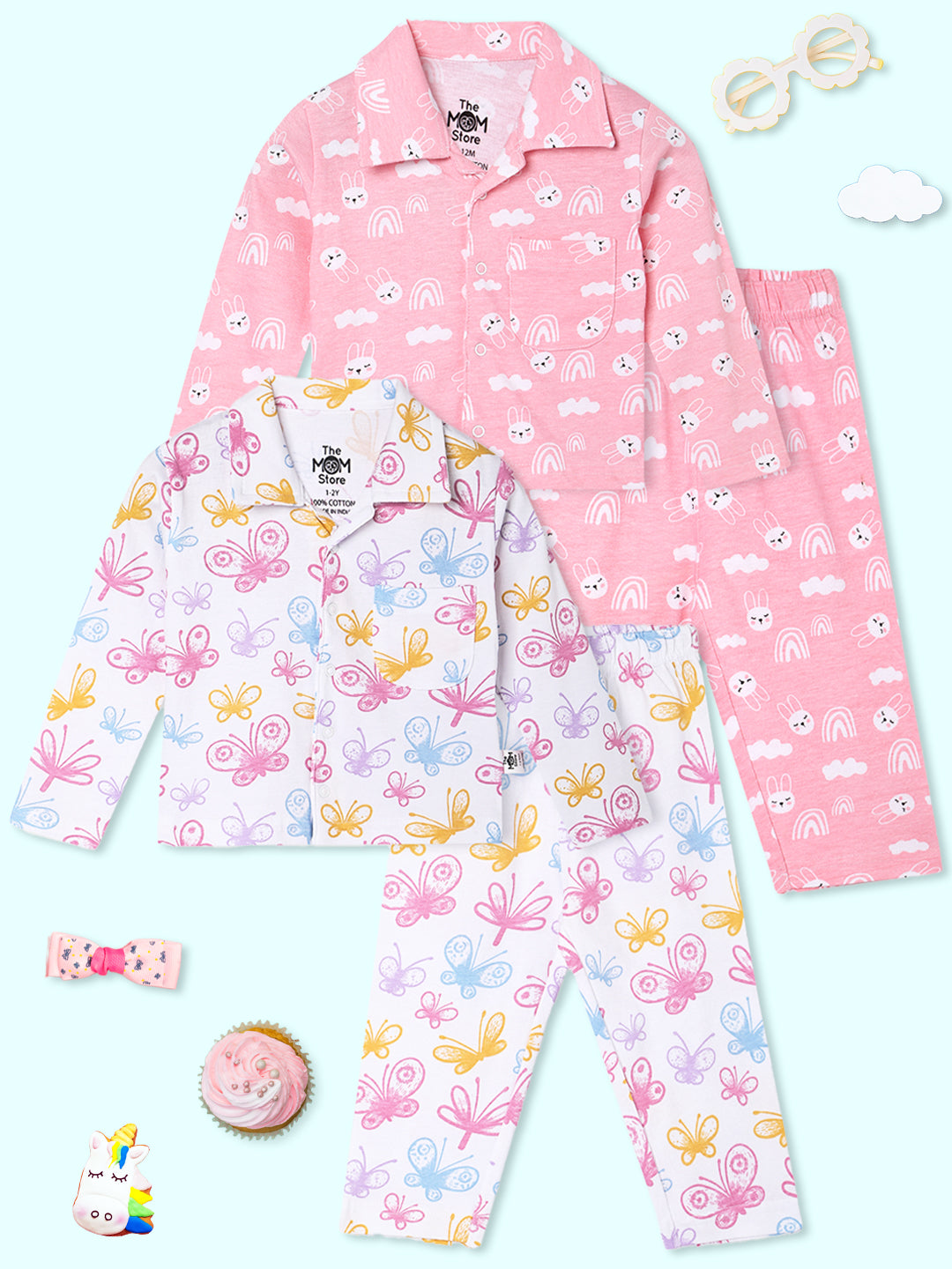 Kids Pajama Set Combo of 2-Cutey Bunny & Spring Wings