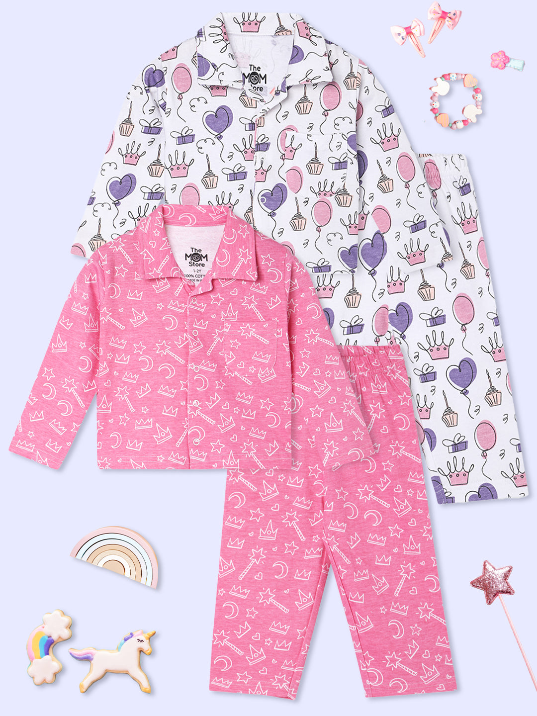 Kids Pajama Set Combo of 2-Princess Party & Pink-A-Boo