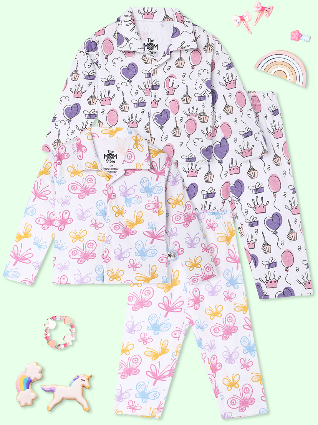 Kids Pajama Set Combo of 2-Princess Party & Spring Wings