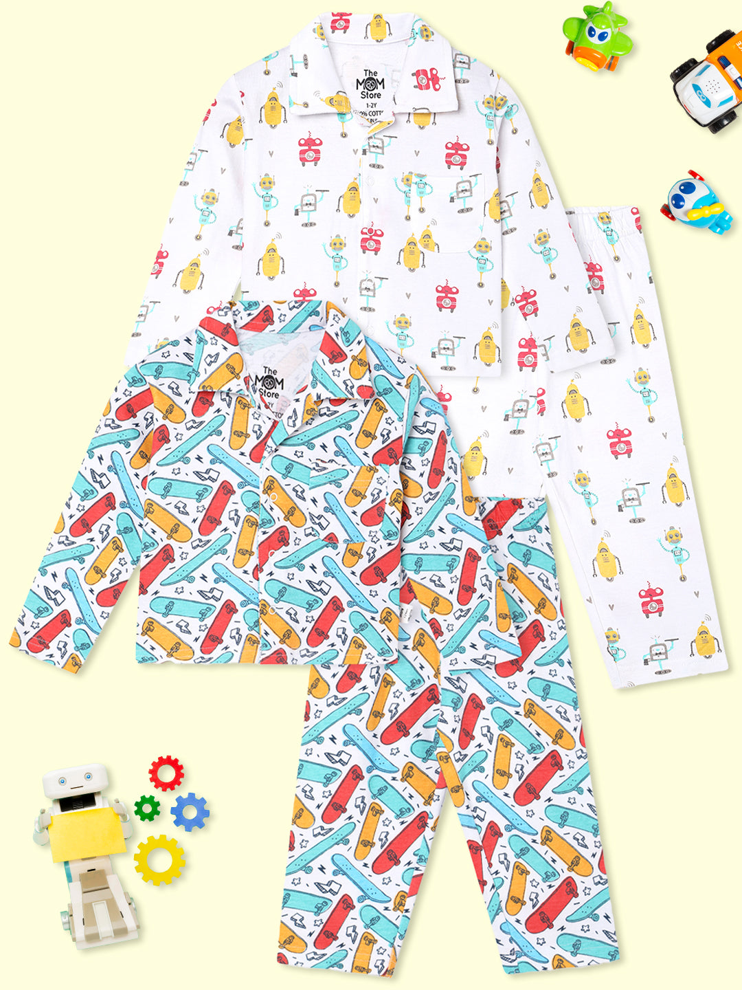 Kids Pajama Set Combo of 2-Ready To Skate & Robo Club