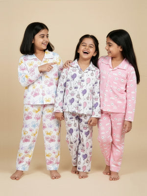 Kids Pajama Set Combo of 3-Cutey Bunny, Princess Party & Spring Wings - The Mom Store