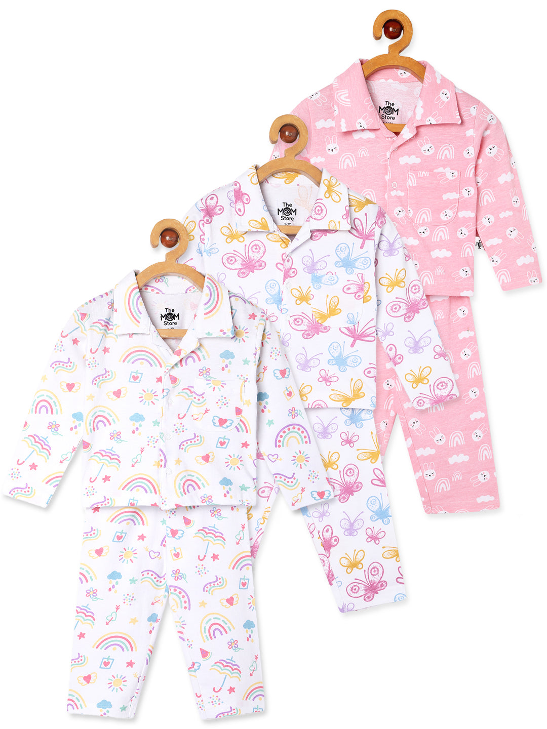 Kids Pajama Set Combo of 3-Spring Wings, Sunshine & Rainbow & Cutey Bunny