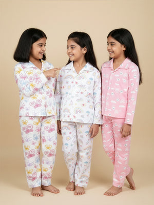 Kids Pajama Set Combo of 3-Spring Wings, Sunshine & Rainbow & Cutey Bunny - The Mom Store