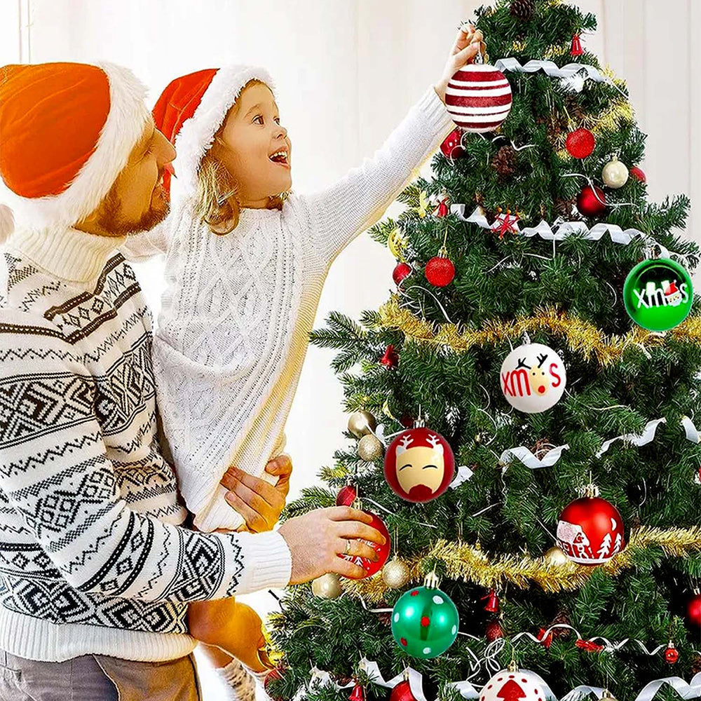 Little Surprise Box 16pcs White, Red & Green printed Christmas Tree ornaments XMAS Tree decoration set