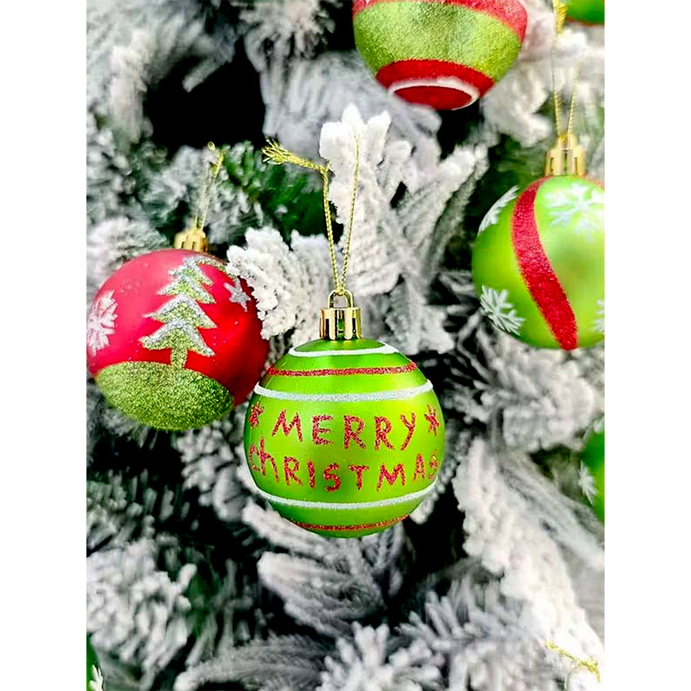 Little Surprise Box  34 pcs Grinch Green & Red Christmas Tree ornaments XMAS Tree decoration set