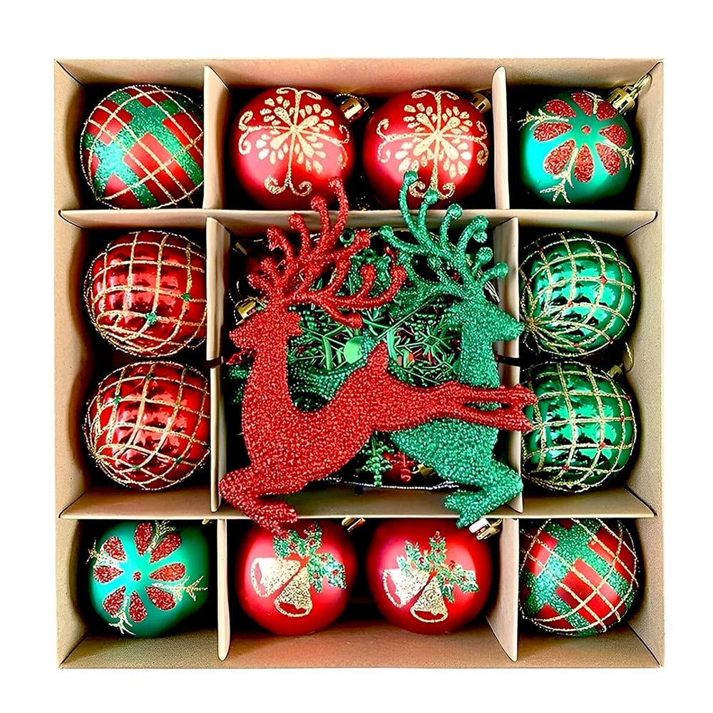 Little Surprise Box 40pcs Red Green Reindeer Christmas Tree ornaments XMAS Tree decoration set