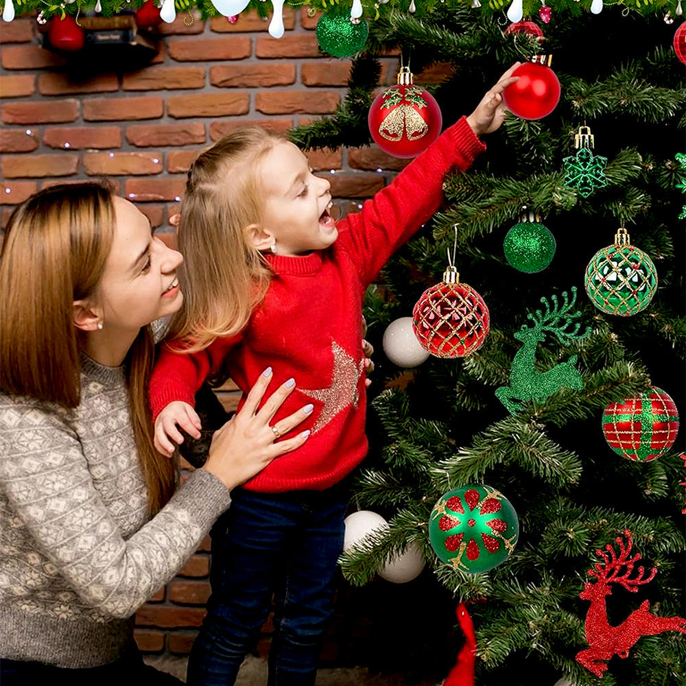 Little Surprise Box 40pcs Red Green Reindeer Christmas Tree ornaments XMAS Tree decoration set