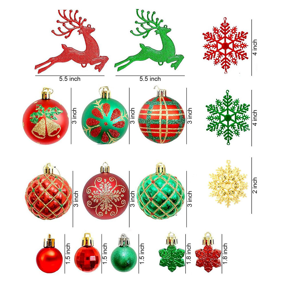 Little Surprise Box 40pcs Red Green Reindeer Christmas Tree ornaments XMAS Tree decoration set