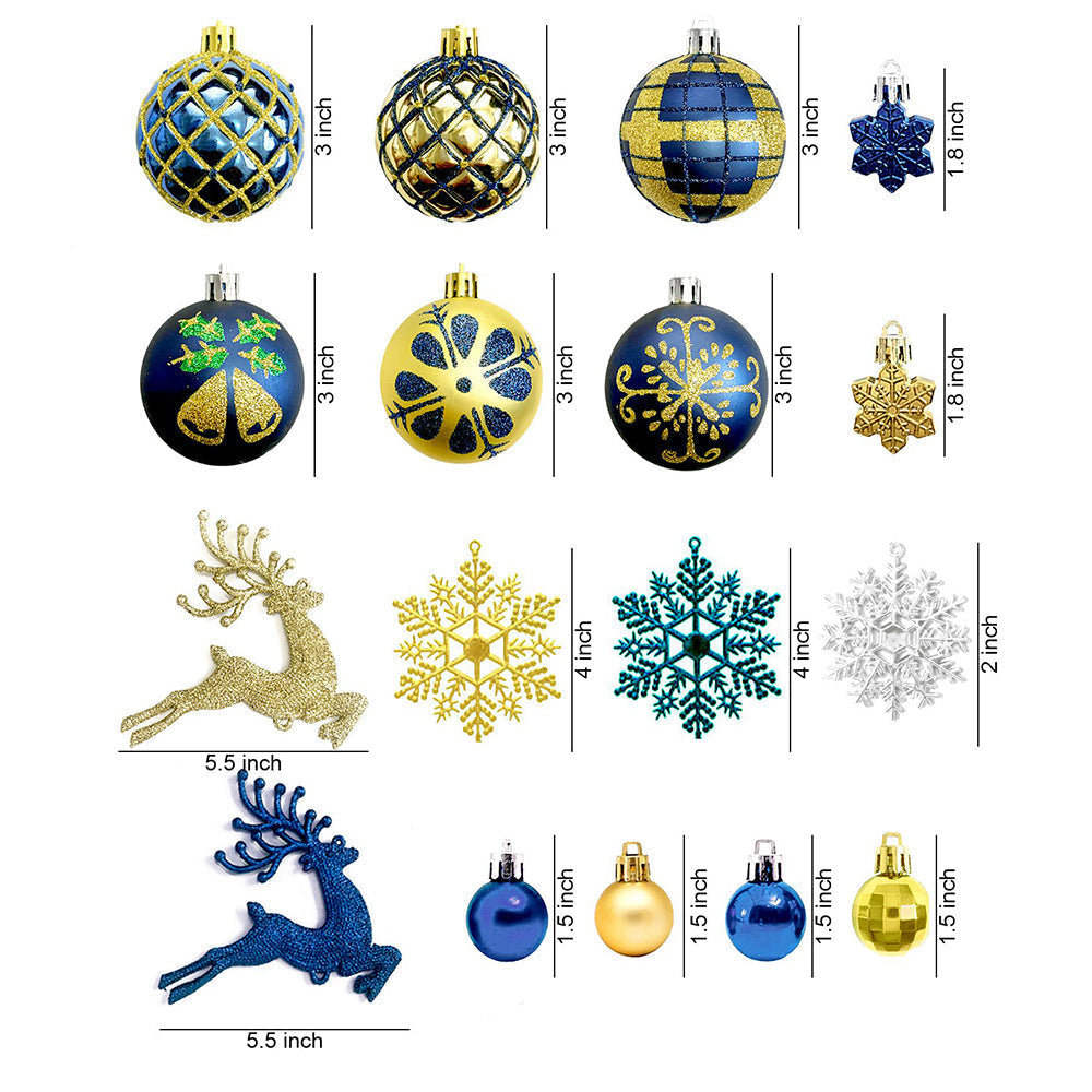 Little Surprise Box 45pcs Midnight Blue & Gold Christmas Tree ornaments XMAS Tree decoration set