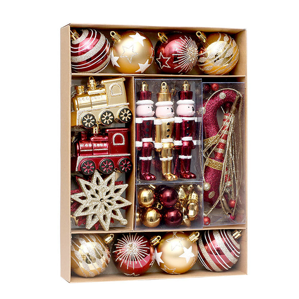 Little Surprise Box 50pcs Deep Maroon Burgundy & Gold Christmas Tree ornaments XMAS Tree decoration set