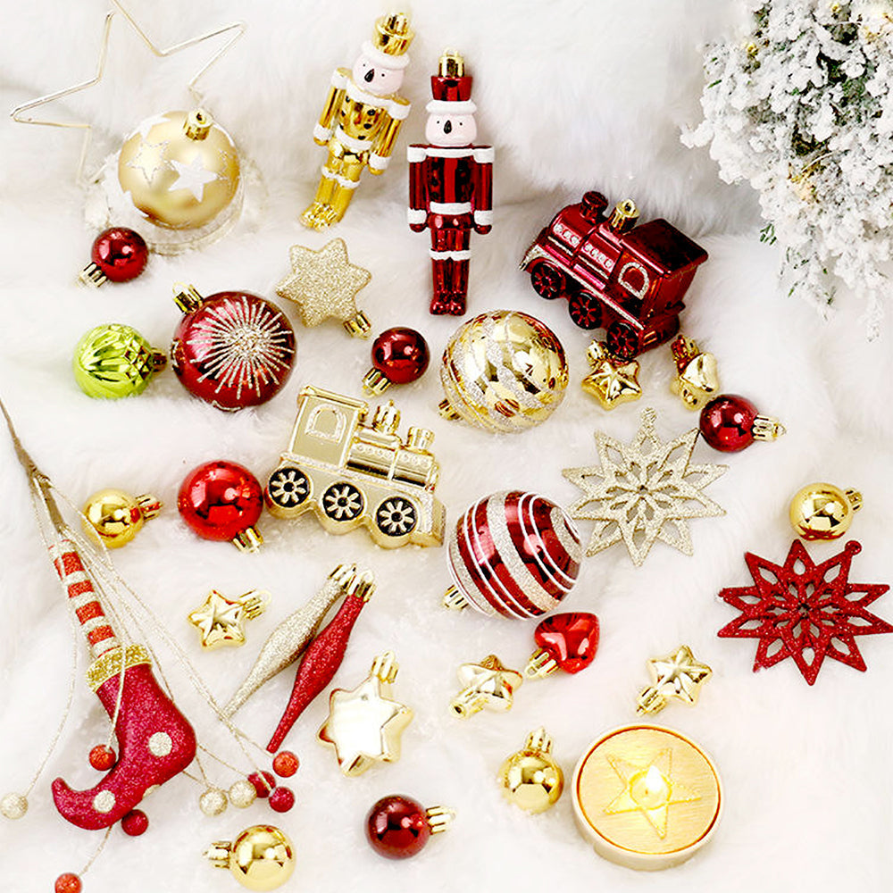 Little Surprise Box 50pcs Deep Maroon Burgundy & Gold Christmas Tree ornaments XMAS Tree decoration set