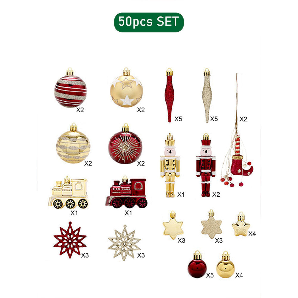 Little Surprise Box 50pcs Deep Maroon Burgundy & Gold Christmas Tree ornaments XMAS Tree decoration set
