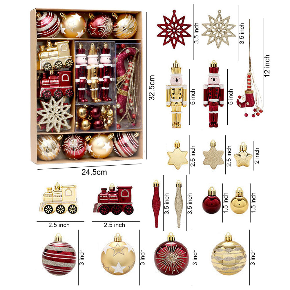 Little Surprise Box 50pcs Deep Maroon Burgundy & Gold Christmas Tree ornaments XMAS Tree decoration set