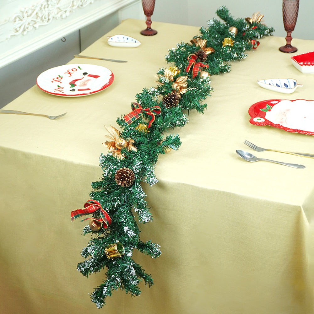 Little Surprise Box 6 feet Gold, Green Red Bows, Xmas Garland Christmas Garland for Home and Table Décor