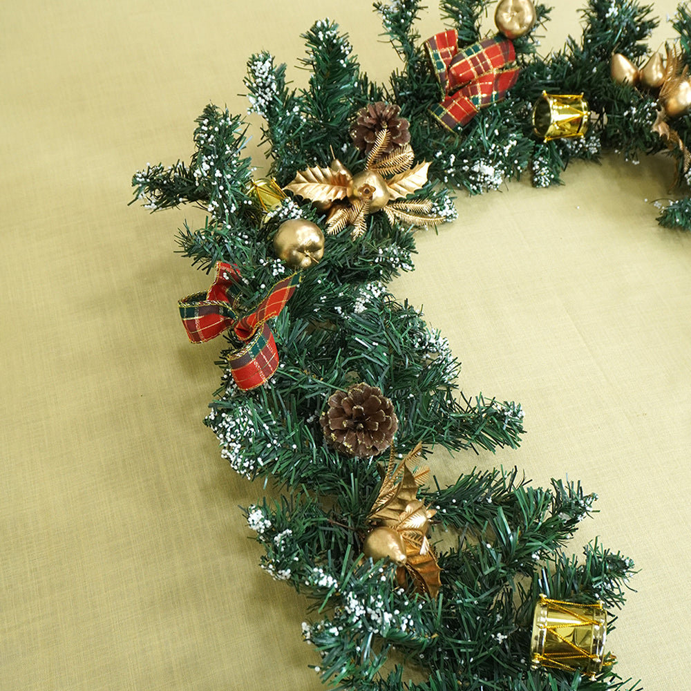 Little Surprise Box 6 feet Gold, Green Red Bows, Xmas Garland Christmas Garland for Home and Table Décor