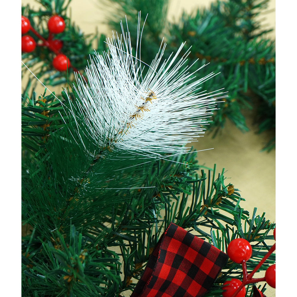 Little Surprise Box  6 feet Red Black Bow ,Deep Green Xmas Garland for Home and Table Décor