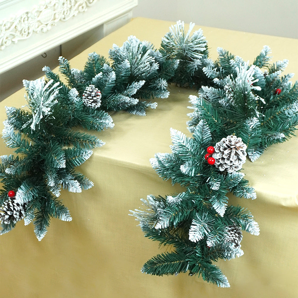 Little Surprise Box  6 feet Snow Dust , Green Xmas Garland for Home and Table Décor