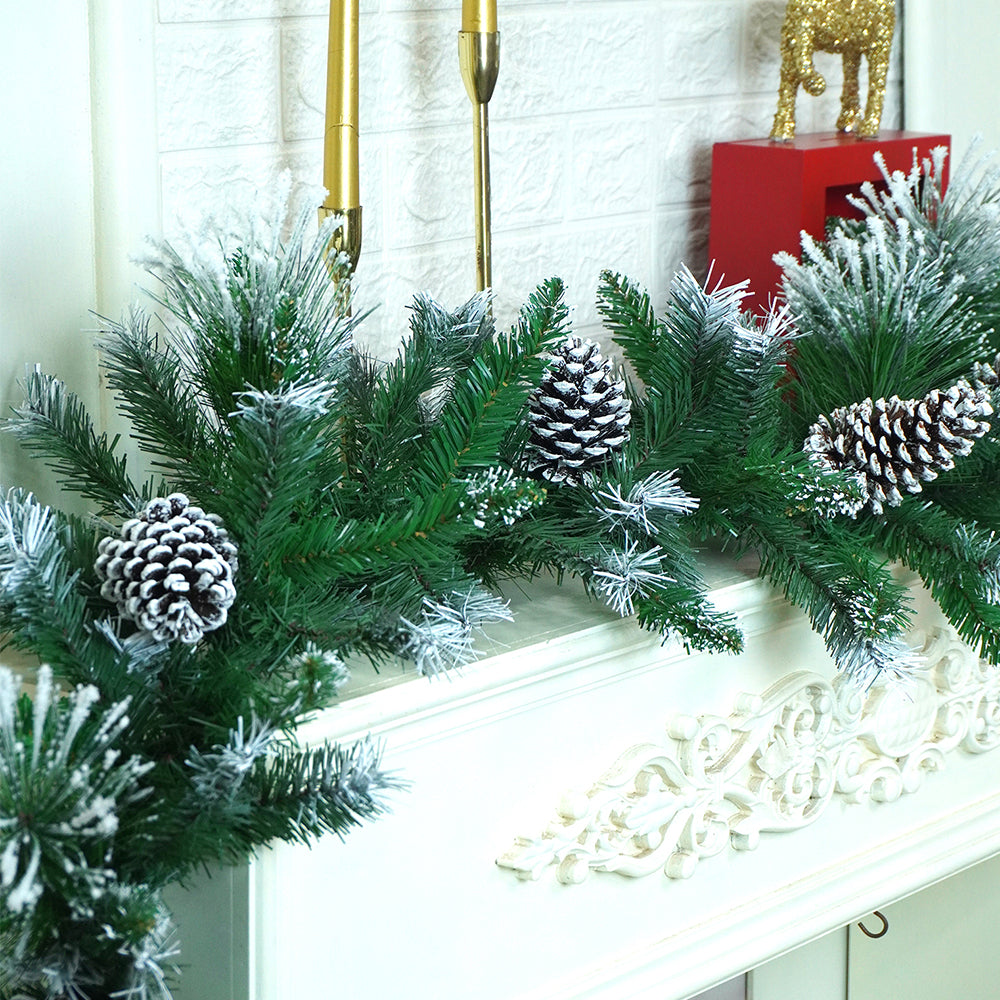 Little Surprise Box  6 feet Snow Dust , Green Xmas Garland Home and Table Décor