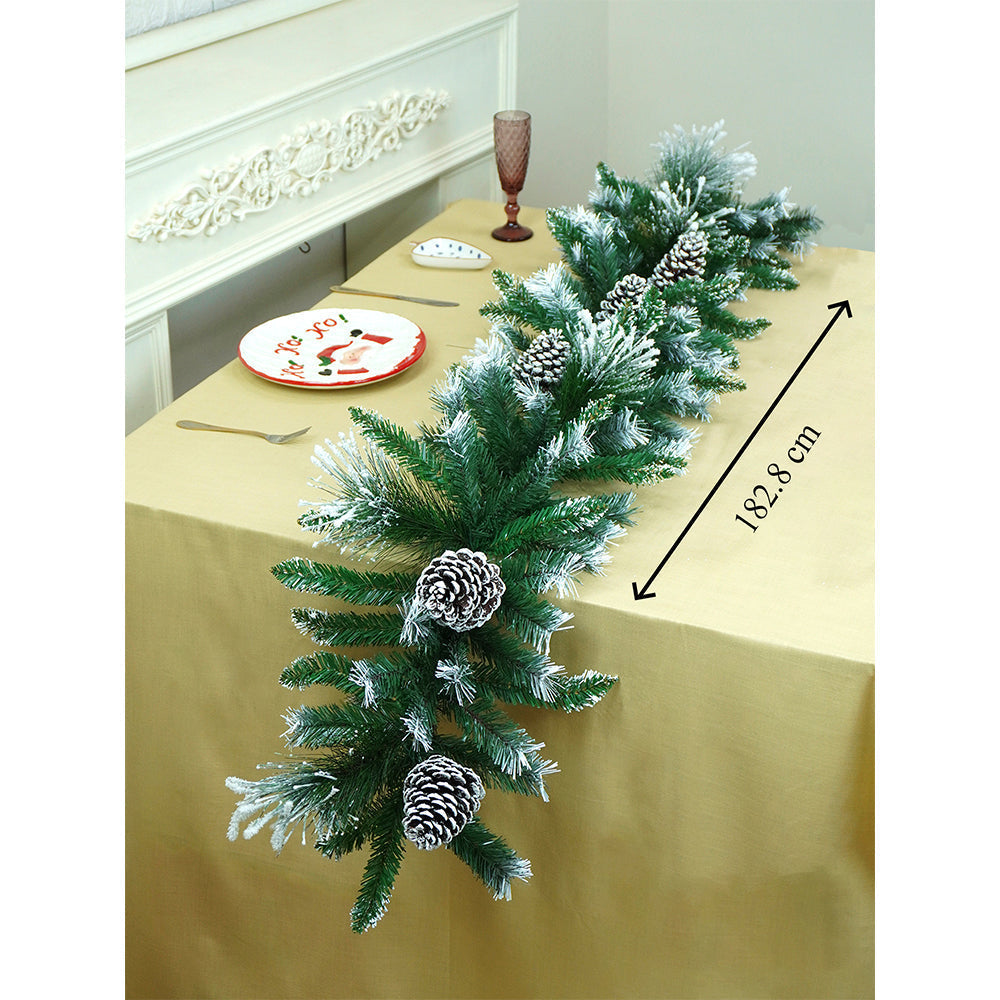 Little Surprise Box  6 feet Snow Dust , Green Xmas Garland Home and Table Décor