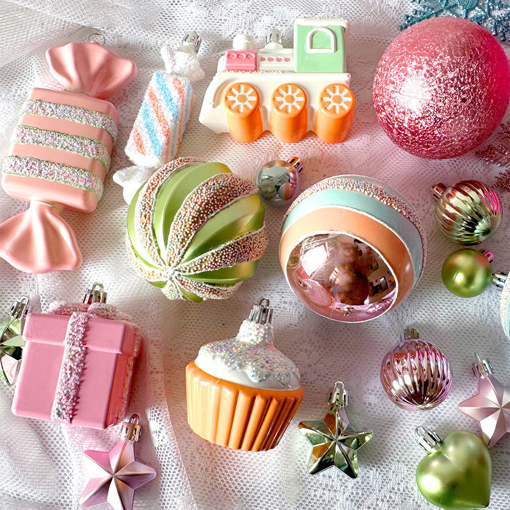 Little Surprise Box 80pcs Pastel Sprinkle Candies Tree ornaments XMAS Tree decoration set