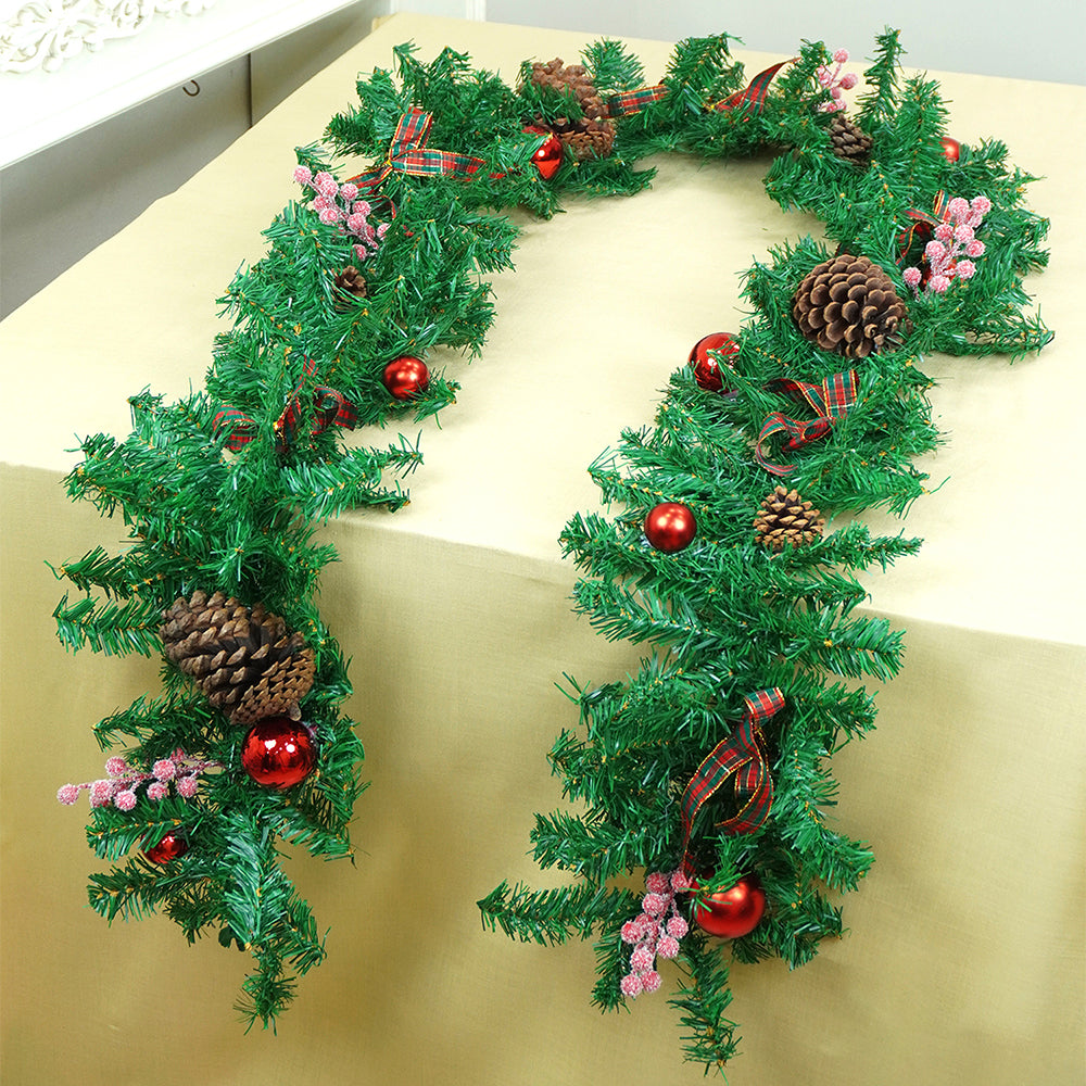 Little Surprise Box 8 feet Bushy Frosty Cherry Deep Green Xmas Garland