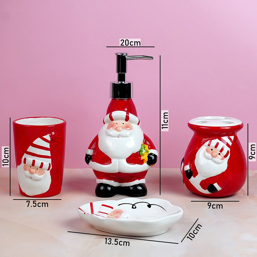 Little Surprise Box 4pcs christmas bathroom Accessories, Soap dispenser,Toothbrush Holder, Tumbler & Soap Dish