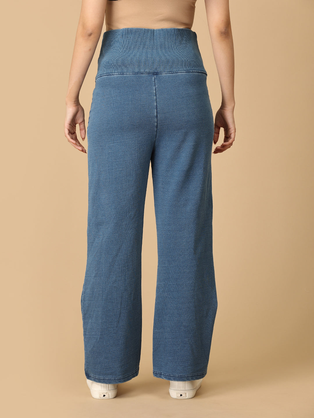 Light Blue Maternity Knit Denims With Belly Support- Lightwash
