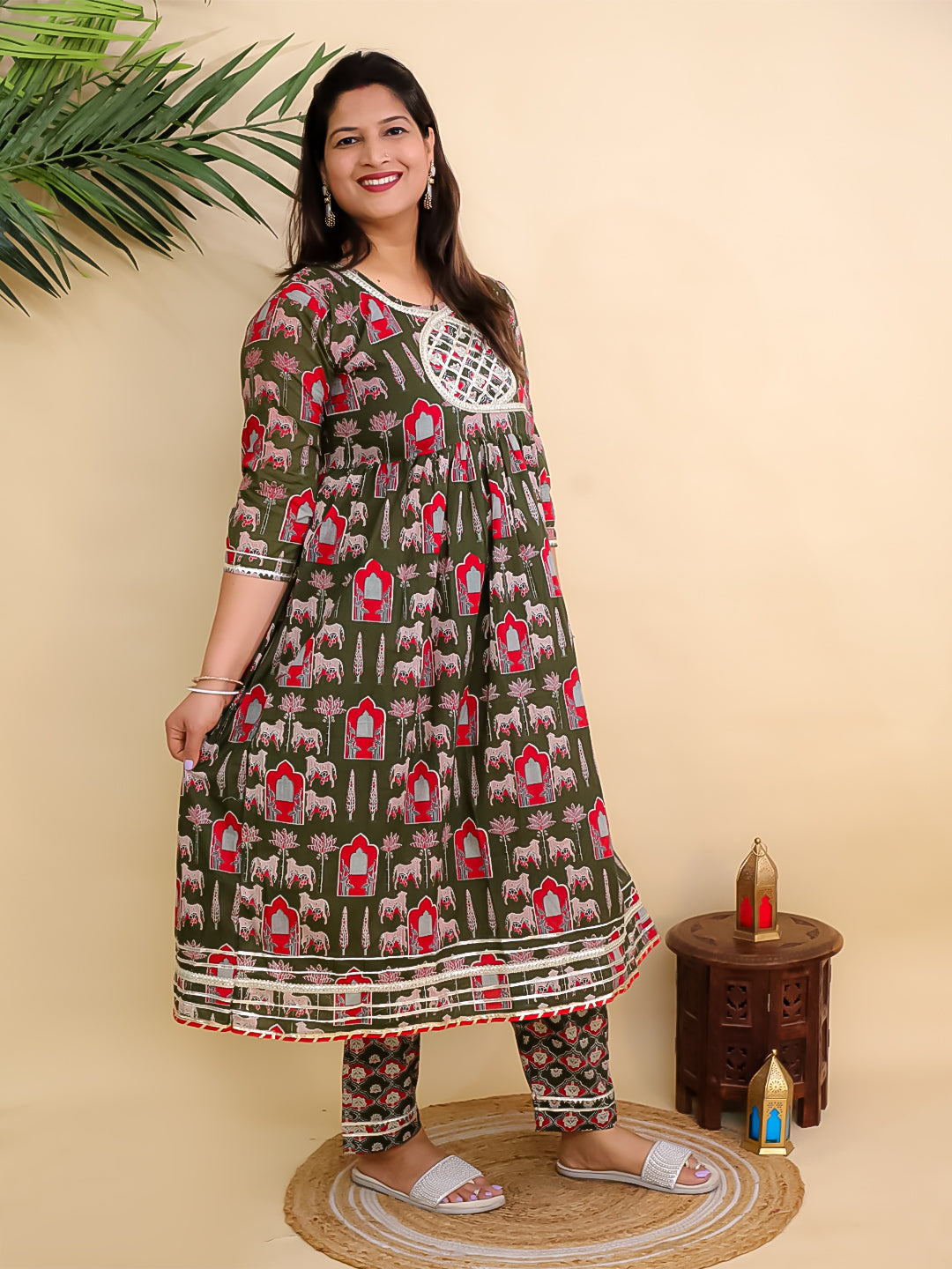 Twinning Combo-Madhu Mala Anarkali Kurta Set with Girls Anarkali Sharara Set