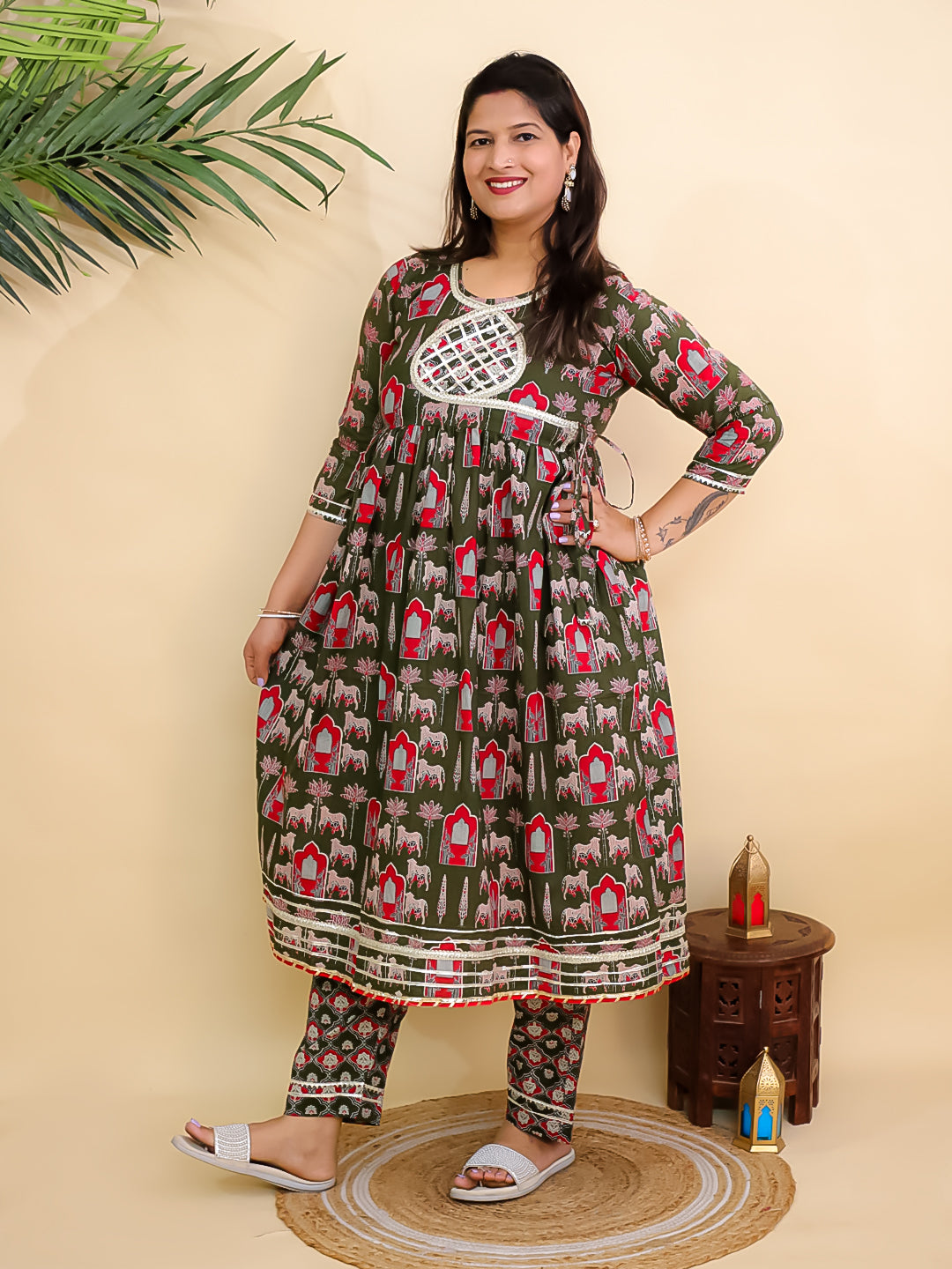 Twinning Combo-Madhu Mala Anarkali Kurta Set with Girls Anarkali Sharara Set