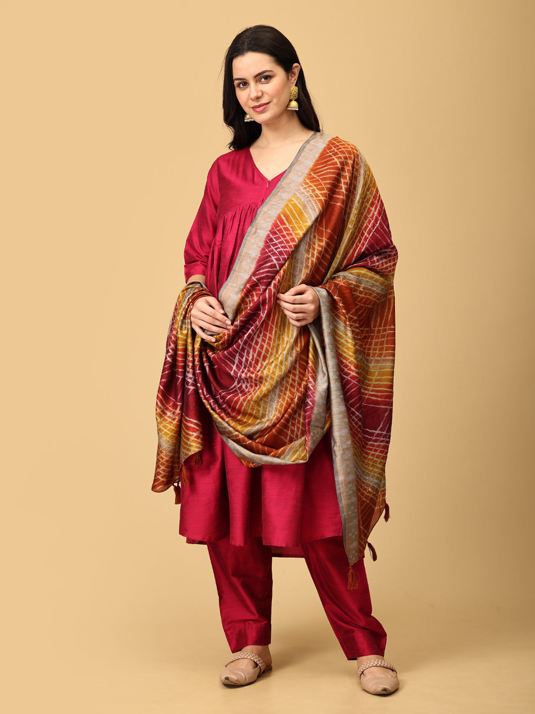 Magentastic Maternity And Nursing Silk Kurta Set With Dupatta