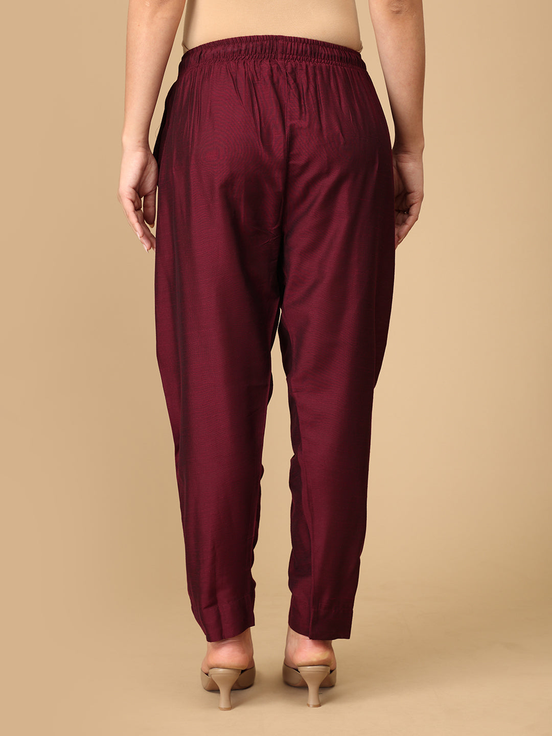 Wine Silk Maternity Pants
