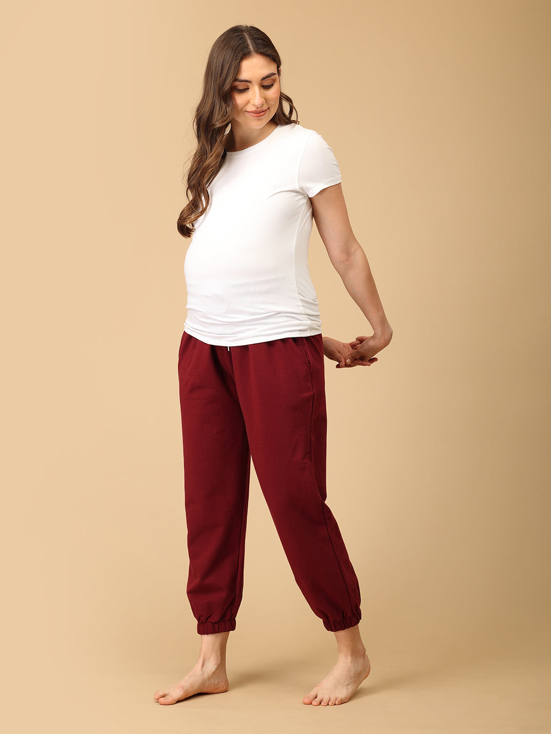 Maroon Maternity Joggers