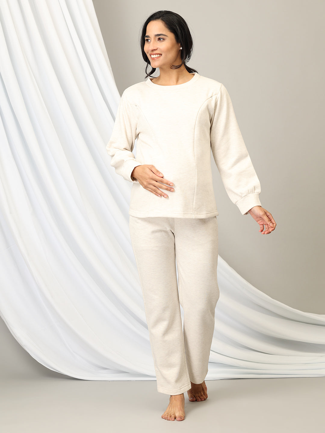 Marshmallow Maternity and Feeding Pajama Loungewear Set