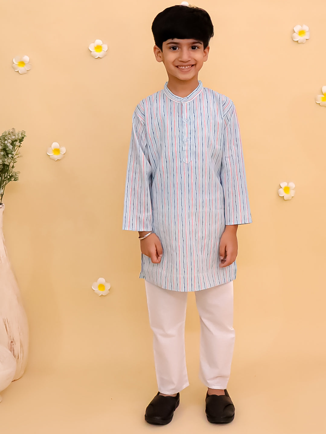 Ethnic Set-Megh Malhaar Girls Anarkali Kurta Set & Boys Jacket And Kurta Pajama Set