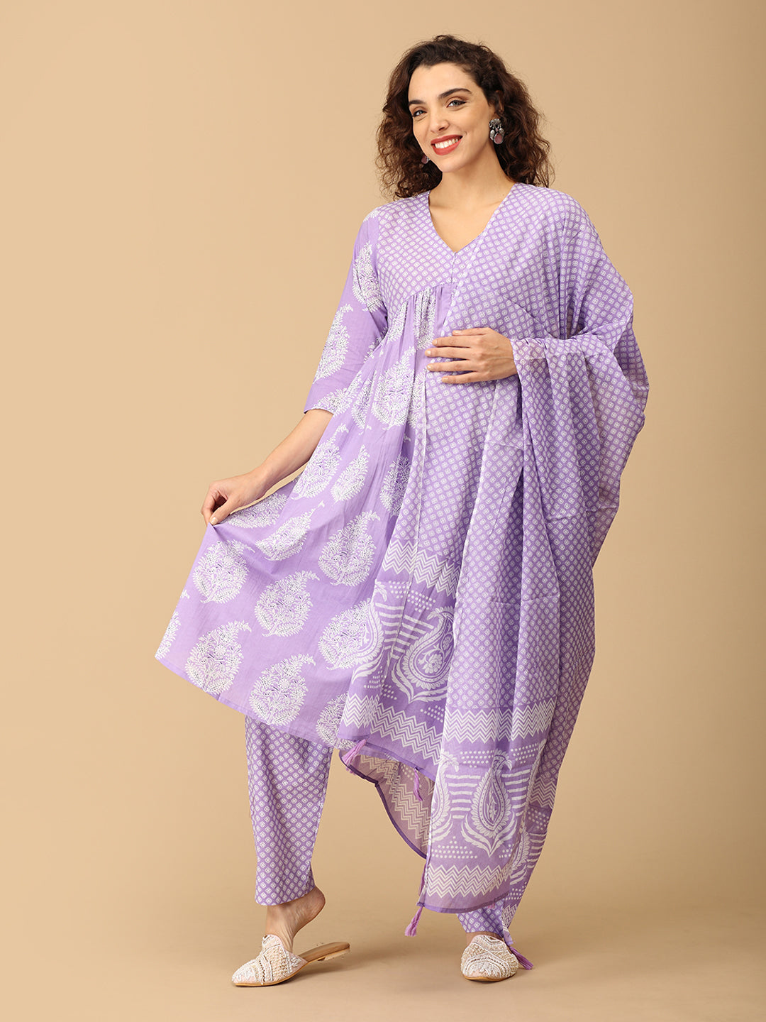 Mehfil Mohabbat Maternity and Nursing Kurta Set With Dupatta