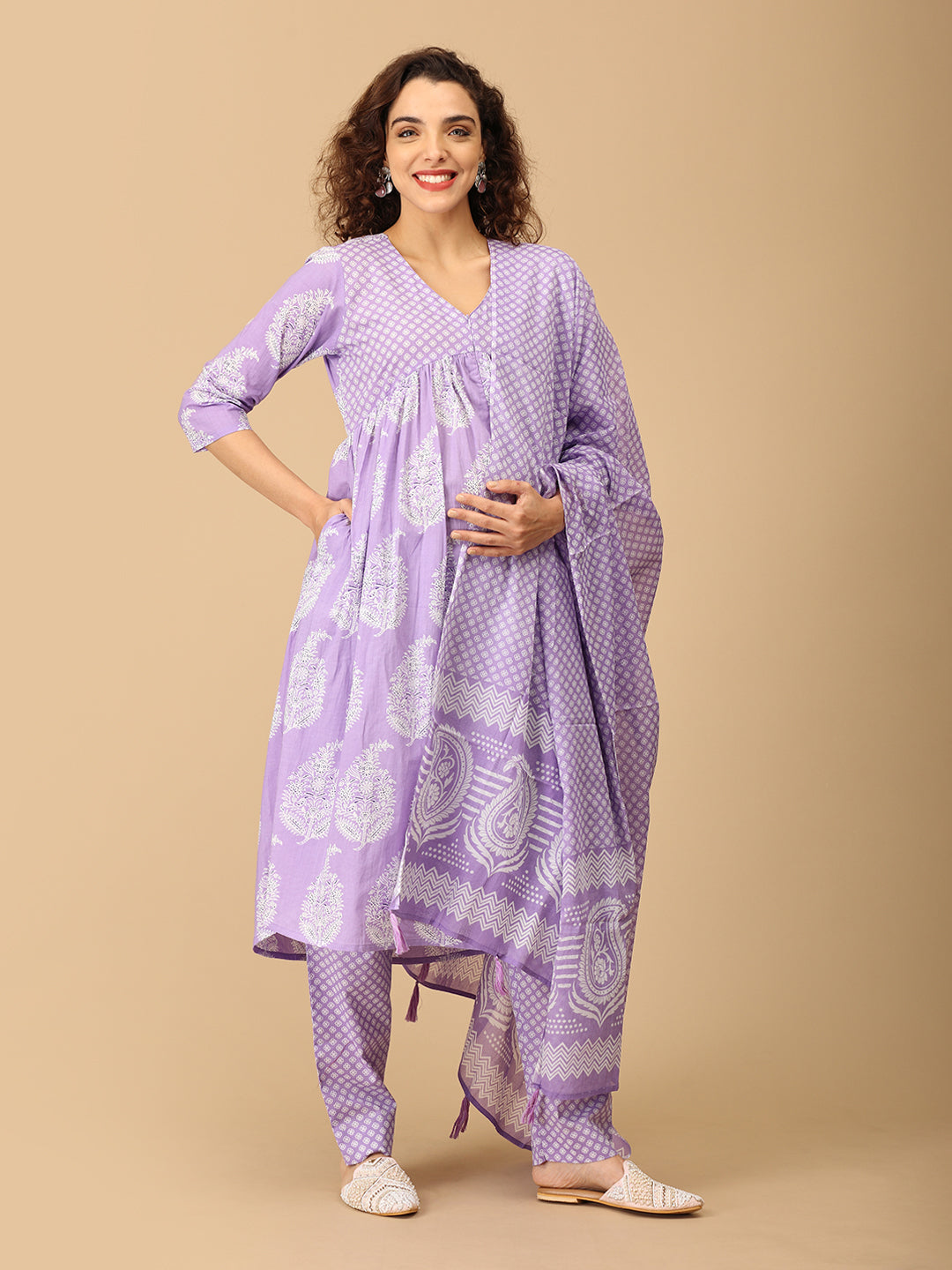 Mehfil Mohabbat Maternity and Nursing Kurta Set With Dupatta