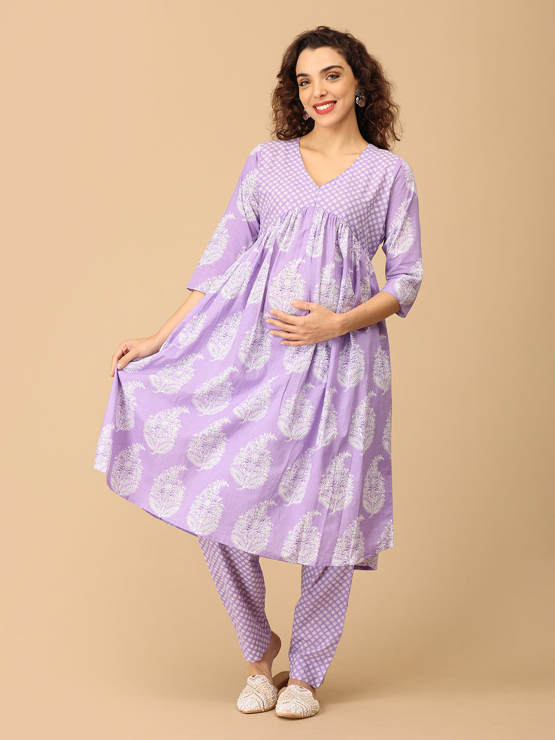 Mehfil Mohabbat Maternity and Nursing Kurta Set With Dupatta