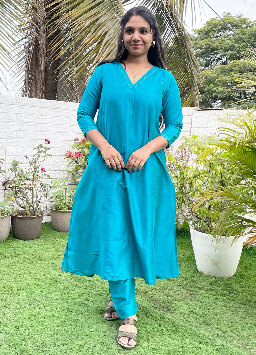 Mermaid Moment Embroidered Maternity and Nursing Silk Kurta Set