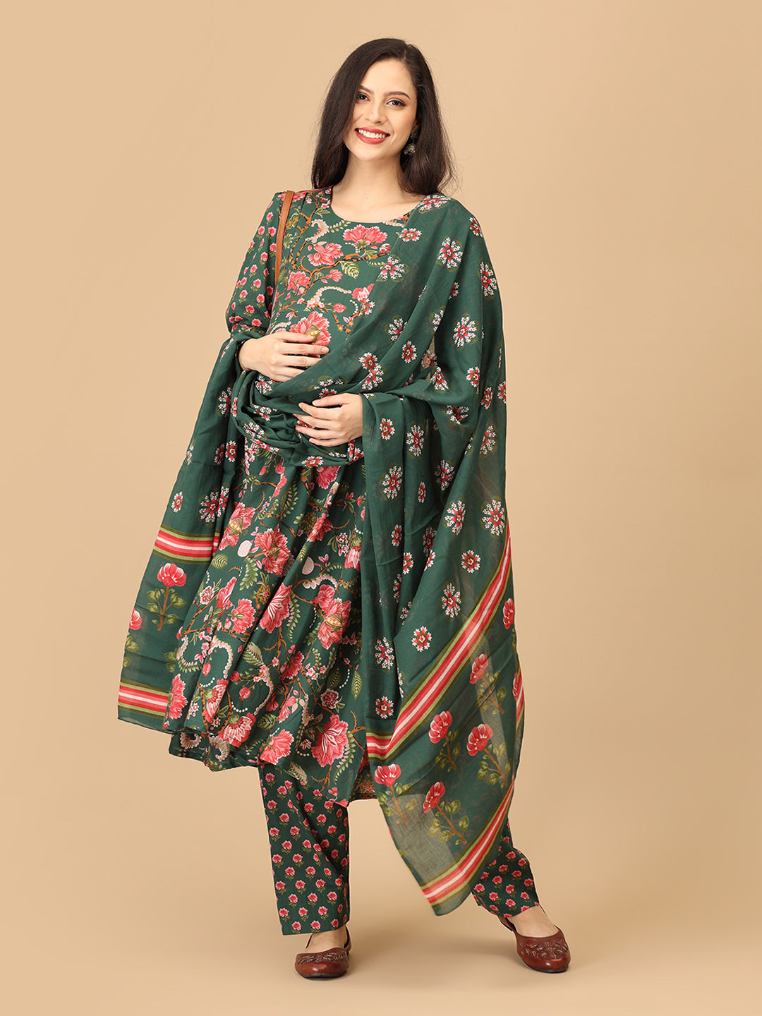 Mix & Matcha Maternity and Nursing Kurta Set With Dupatta