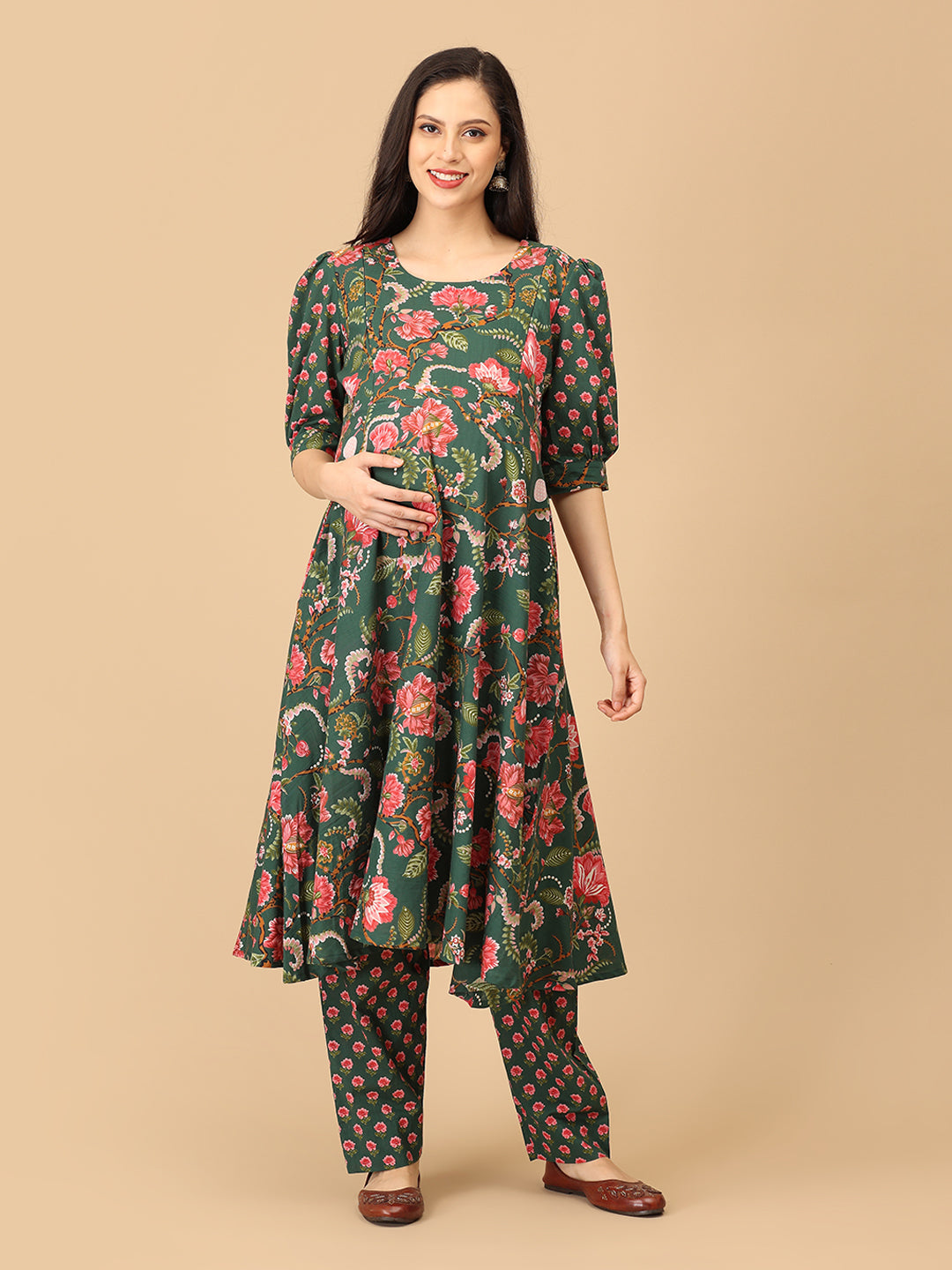 Mix & Matcha Maternity and Nursing Kurta Set With Dupatta