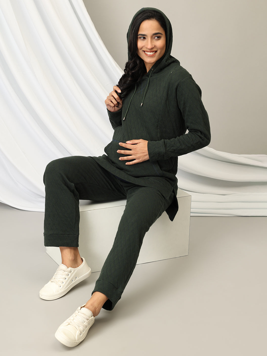 Moss Boss Maternity And Nursing Hoodie Pajama Loungewear Set